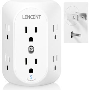 LENCENT 2 Prong Surge Protector Power Strip,2 Prong to 3 Prong Grounding Outlet Adapter,Multi Plug Wall Outlet with 3-Sided 6 Outlets,Power Socket Expander for Non Grounded Kitchen Office Older House (small)