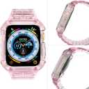 CRIS-BAND Bumper Bands Compatible with Apple Watch Band 45mm 44mm 42mm 41mm 40mm 38mm for Women Men, Water Shock-Proof Strap for iWatch Apple Watch Band with Case for Series 9 8 7 6 SE 5 4 3 2 1 (Jelly-Pink)