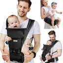 Baby Carrier Newborn to Toddler with Hip Seat, Soft 6-in-1 Ergonomic All Positions Infant Carrier 7-33 Ib with Hood and Multiple Pockets for All Seasion Use for Dad and Mom Black