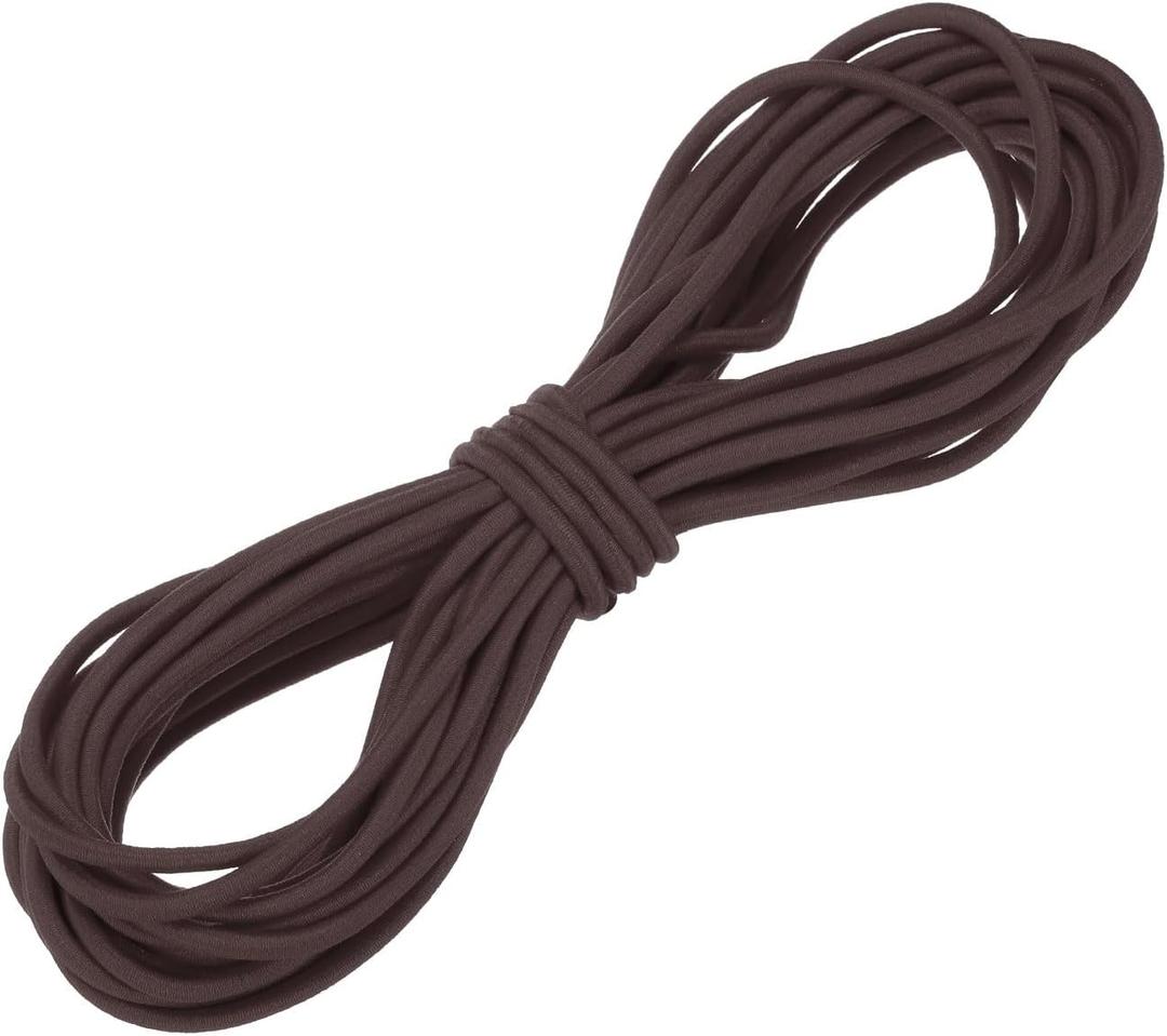 MECCANIXITY Bungee Cord Elastic Cord Heavy Stretch String Rope 5/32" 11 Yards (4mmx10m) Elastic String for DIY Sewing Outdoor Camping Tie Down Hook Strap,Coffee
