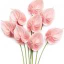 Ling's Moment Artificial Anthurium Plants, 8pcs Shabby Blush Silk Filler Flower, Pink Faux Greenery Stems for DIY Wedding Bouquets Centerpieces Arrangements Bridal Shower Party Home Decorations (Shabby Blush)