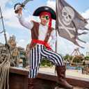 Kids Pirate Costume for Boys with Pirate Accessories Set Halloween Party Dress Up