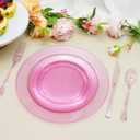 125 PCS Hot Pink Plastic Plates with Pink Plastic Silverware include 25 Dinner Plates 10.25”, 25 Dessert Plates 7.5”, 25 Forks, 25 Knives, 25 Spoons for Birthday, Bridal Shower,Girl Party