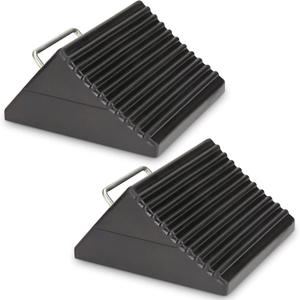 Wheel Chocks for Cars, RVs, Trucks, Trailers, and Vehicles G.V.W. up to 6T, 2 Pack - Anti Slip Bottom Tire Chock for All Weather Use - RV, Travel Trailer, Pop Up Camper Accessory