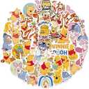 50Pcs Pooh Bear Sticker for Kids, Cute Cartoon Waterproof Vinyl Stickers for Adult Teen Girl Student Water Bottle Laptop Phone Computer Guitar Notebook Skateboard Travel Case Scrapbook Helmet