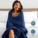 Bare Home Polar Fleece Blanket - Throw - Dark Blue - Warm & Cozy - Premium Fleece for Bed, Sofa, Camping, Travel and Cold Nights - Lightweight Blanket (Throw, Dark Blue)
