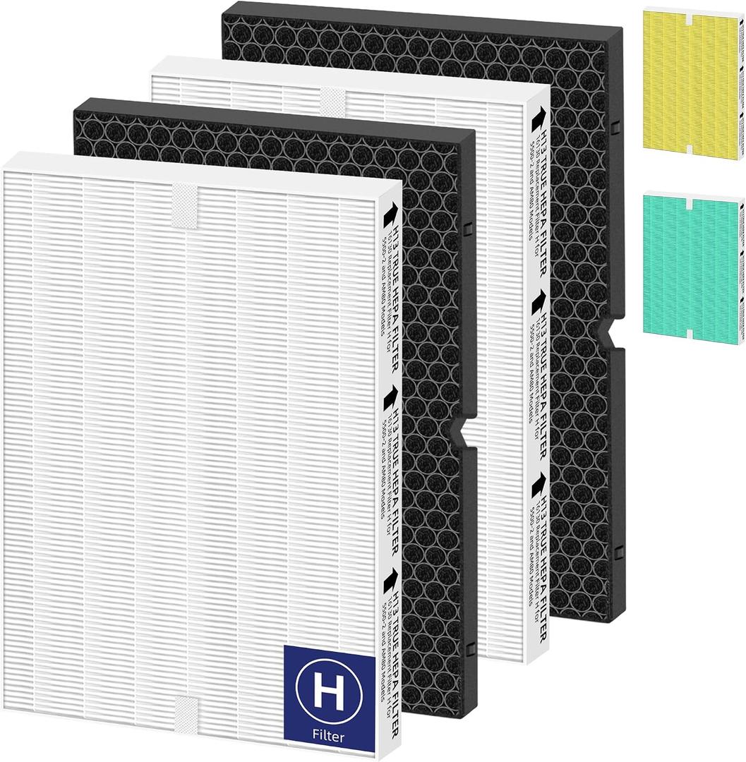 116130 HEPA Replacement Filter H for Winix 5500-2 Am80 Plasmawave Air Purifier,H13 True HEPA High-Efficiency Activated Carbon Filter,2 Combo Set