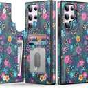 Goodon for Samsung Galaxy S23 Ultra Case Wallet - Flip Folio Leather Cover with Trendy Floral Design, 3 Card Slots & Kickstand Function, Protective Phone Case for Women Girls - Cute Blooming Flowers
