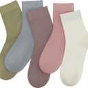 SERISIMPLE Women Thin Viscose Bamboo Socks Crew Lightweight Above Ankle Casual Dress Sock For Ladies Bootie Trouser 5 Pairs (Large, Assorted)
