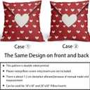 Valentines Day Pillow Covers 20x20 Inch Set of 2 White Heart Red Envelope Cotton Linen Decorative Throw Pillow Case Holiday Print Cushion Covers for Bedroom Sofa Living Room Chair Home Decor