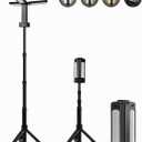 12000mAh Rechargeable LED Work Light with 74.8" Tall Stand, 2000/2500/3000 Lumens, Portable Cordless Work Light, 3000K/4500K/6000K Dimmable Camping Light with Detachable Tripod, Bag Included, Black
