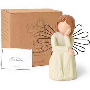 Thinker Statue for Home Decor, Bookshelf Decor Graduates Students Teachers Readers Aesthetic Thinker Angel Figurines for Library Home Office Desk
