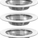 2 x Sink Drain Strainer, Stainless Steel Kitchen Sink Drain Strainer, Dishwasher Safe, Sink Strainer Outer Diameter 4.4 Inch/11.2cm, Inner Diameter 3 Inch/7.6cm, Set of 3 Kitchen Sink Strainer