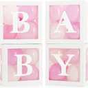 44-Piece Baby Shower Decorations for Boy or Girl - 4 Boxes with Letters and 32 Balloons - Classic White and Pink - Gender Reveal Party Supplies - Photo Shoot Backdrop Prop