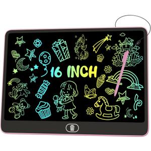 16 Inch LCD Writing Tablet for Kids [Upgraded], Electight Colorful Doodle Board, Eye Protection Drawing Tablet with High Brightness, Birthday Gift & Trip Toy for 3-8 Years Old Boys and Girls (Pink)