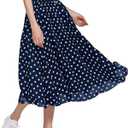 CHARTOU Women's Casual Contrast Polka Dot Chiffon Bohemia Swing Beach Midi A-Line Skirts