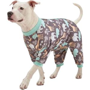 LovinPet Dog Onesie, Hippos Zoo Cozy Dog Pajamas, Slim fit, Lightweight Pullover Pajamas/Full Coverage Dog pjs/Back Snap Button is only Decoration, Medium (Blue Hippo/Grey)