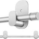 Curtain Rods No Drilling 32 to 58 Inch, HOTOZON 5/8 Inches No Drill Curtain Rods for Windows 40 to 54 Inches(3.2-4.5 ft), Renter Friendly Adjustable Small Drapery Rod for Lightweight Curtains, Silver