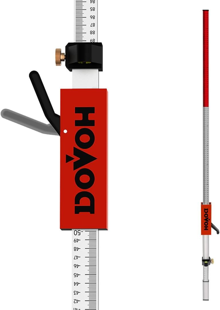 FT/CM Grade Rod for Laser Level, with Quick-Release Slider for Laser Receiver, 2.4m/7.9ft Adjustable Length Aluminum Laser Level Stick, DP2400