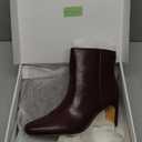 Athlefit Women's Ankle Boots Fashion Square Toe Chunky Heeled Short Boots with Side Zipper, 8