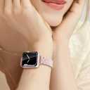 Slim Metal Watch Bands Compatible With Apple Watch 41mm 40mm 38mm 45mm 42mm 44mm 49mm, Thin Stainless Steel Chain Link for Women iWatch Series 9/8/7/SE/Ultra/6/5/4/3/2/1 (Pink)