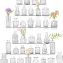 36Pcs Bud Vases Set Small Vintage Glass Bottles Clear Bud Vases in Bulk Multiple Shape Cute Glass Vases for Rustic Wedding Centerpieces Table Decorations and Home Decor(Clear)