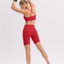POSHDIVAH Women's Creamluxe Yoga Shorts with Pockets - 2.5"/4"/6"/8"/10" High Waisted Workout Volleyball Running Shorts (Red, XS)