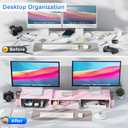 gianotter Dual Monitor Stand Riser, Desk Organizer With Drawer and 2 Pen Holders,Desk Organizers and Accessories, Pink Office Supplies (Pink)