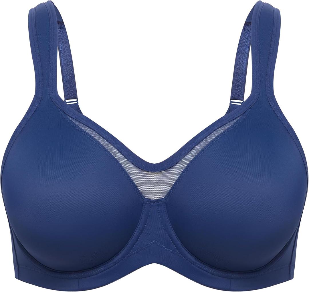 Minimizer Bras for Women Full Coverage Womens T-Shirt Unlined Bra with Underwire for Heavy Breast ((46) 46DD, Navy Blue)