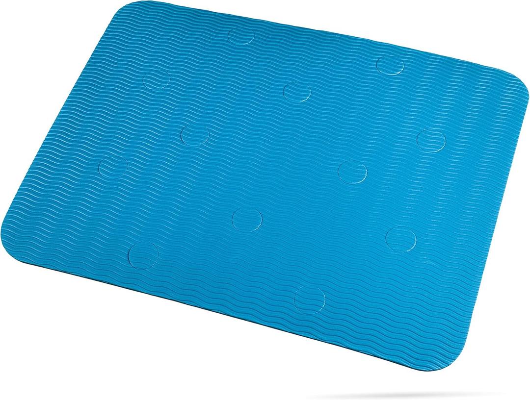 Waterproof Shower Chair Cushion Soft Foam Pad for Shower Seat Inside Bathroom, Non Slip Stripes Surface Bathtub Mat with Stickable Backing, Bath Rug Dry Quickly