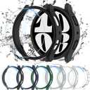 QCKANLJ [6+6Pack] for Samsung Galaxy Watch 6 Screen Protector Case 40mm, Anti-Fog Tempered Glass and Waterproof Hard PC Protective Bumper Cover Compatible with Galaxy Watch6 40mm