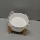 Elevated Ceramic Cat Bowl - Cat Food Bowl with Bamboo Stand - Raised Dog Dish for Puppies - Anti Vomiting, Stress Free - 13.5 oz / 400 ml - White (Small)