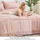 Love's Cabin Queen Comforter Set Blush Pink, 7 Pieces Queen Bed in a Bag, All Season Bedding Sets with 1 Comforter, 1 Flat Sheet, 1 Fitted Sheet, 2 Pillowcase and 2 Pillow Sham | Soft, Breathable, Lightweight, Comfortable