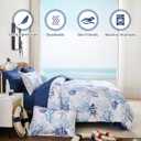 Coastal Queen Size Comforter,7 Pieces Beach Nautical Themed Bedding