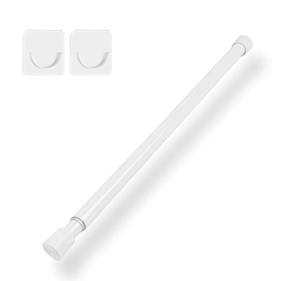 15.7 to 54.7 Inches, Small Spring Tension Curtain Rod, No Drill Curtain Rods for Windows, Bathroom, Closet, Non-Slip, Anti-Rust, 0.63" Diameter, White, 1 piece