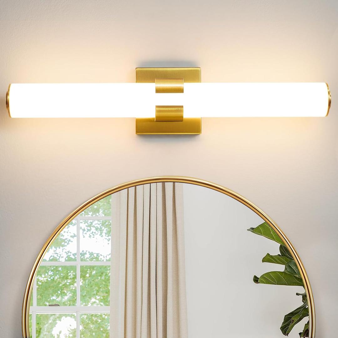 Bathroom Vanity Light Fixtures Over Mirror - 18W Gold Bathroom Light Fixtures with Acrylic Shade 22.8 Inch LED Vanity Light Modern Bathroom Sconces 3000K