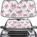 Cute Bows Pink Windshield Sun Shade for Car Auto SUV Truck Foldable Front Window Sunshade Sun Visor Protector Block UV Rays Reflect Heat, 55" x 28"