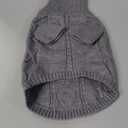 Queenmore Small Dog Pullover Sweater, Cold Weather Cable Knitwear, Classic Turtleneck Thick Warm Clothes for Chihuahua, Bulldog, Dachshund, Pug (Slate Grey, Large)