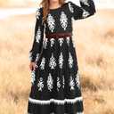 HOSIKA Girls Black Hallowen Party Dress A-Line Casual Holiday Fall Long Maxi Dress with Pockets for 6-12 Y