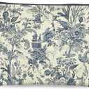 Vintage Chinoiserie Floral Makeup Bag Gifts for Women, Blue and White Floral Cosmetic Bag, Grandmillennial Toile de Jouy Aesthetic Zipper Makeup Pouch Travel Toiletry Bags