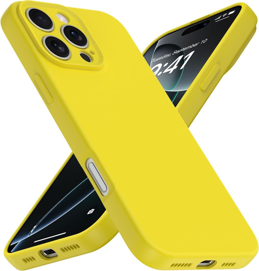 Compatible with iPhone 16 Pro Max Case, Liquid Silicone Upgrade [Camera Protection] [Soft Anti-Scratch Microfiber Lining] Shockproof Phone Case (Yellow, iPhone 16 Pro Max)