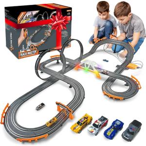 Slot Car Race Track Sets, Race Car with 4 High Speed Cars, Race Tracks for Kids Ages 4-8, Electric Slot Car Race Track Sets, Remote Control Car, Gifts Toys for Boys - 330' Raceway
