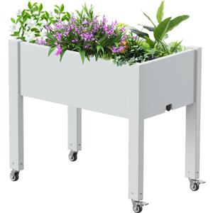 Horticulture Raised Garden Bed with Legs, Divisible Raised Resin Planter Box for Backyard, Patio, Balcony, with 4 Legs, 4 Swivel Lockable Wheels(Ashen,30.04 * 17.72 * 28.9)