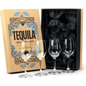 Tequila Tasting and Sipping Glasses | Tequila Glassware Collection | Set of 4 | 5.5 oz Crystal Snifter Copitas for Drinking Blanco, Reposado, Anejo Tequilas | Liquor and Spirits Sippers, 4 Count