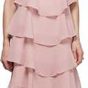 S.L. Fashions Women's Short Sleeve Tiered Chiffon Cocktail Dress, Wedding Guest Gown, Size 12