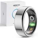Herz P1 Smart Ring for Women & Men - 24/ 7 Health Metrics Fitness Ring, Tracks 20+ Biometrics, 6 Day Battery, Waterproof, iOS Android Compatible, Free APP, No Subscription (Silver, 11, Silver)