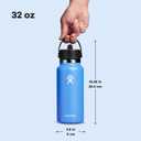 Hydro Flask Water Bottle - Insulated Stainless Steel - Wide Straw Lid, Non Spill, Leakproof in 32 Oz Cascade Blue