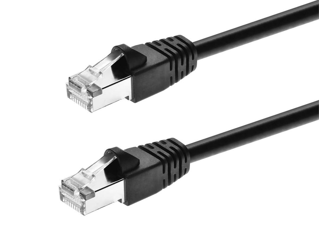 Monoprice Cat6A 5ft Black Patch Cable Double Shielded (S/FTP) 26AWG 10G Pure Bare Copper Snagless RJ45 Fullboot Series Ethernet Cable
