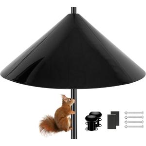 Squirrel Baffle,19-Inch Squirrel Baffle for Bird Feeder Pole,Squirrel-Proofs for Outdoor Shepherd's HooksOutside Pole Mount Squirrels Guard (Black)