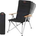 Folding Camping Chair Portable Chairs for Adults Adjustable High Back Outdoor Comfortable Chair with Storage Bag (Black)